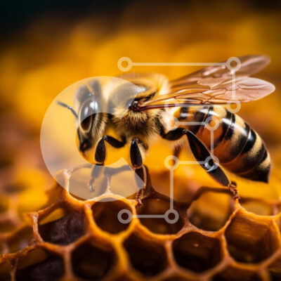 Intra Συλλεκτικό Ξύλινο Παζλ Plywood  4mm - Κοντινό πλάνο μιας μέλισσας στην κηρήθρα Σε Ξύλινο Κουτί - Διαστάσεις: 10x10 cm – 25 κομμάτια - Image 1