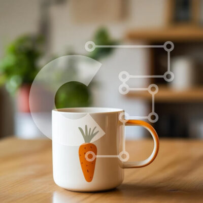 Intra Συλλεκτικό Ξύλινο Παζλ Plywood  4mm - Διακοσμητική κούπα καρότο σε ξύλινο τραπέζι Σε Ξύλινο Κουτί - Διαστάσεις: 10x10 cm – 25 κομμάτια - Image 1