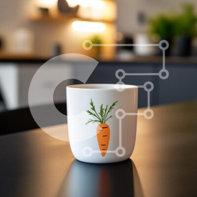 Intra Συλλεκτικό Ξύλινο Παζλ Plywood 4mm - Λευκή κούπα με σχέδιο καρότο Σε Ξύλινο Κουτί - Διαστάσεις: 10x10 cm – 25 κομμάτια - Image 1