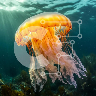 Intra Συλλεκτικό Ξύλινο Παζλ Plywood  4mm - Μέδουσα υποβρύχια με το φως του ήλιου Σε Ξύλινο Κουτί - Διαστάσεις: 10x10 cm – 25 κομμάτια - Image 1