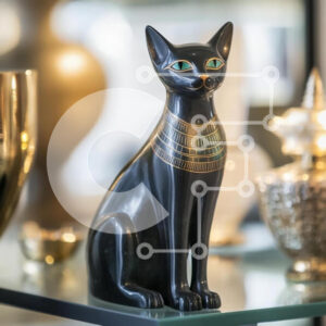 Intra Συλλεκτικό Ξύλινο Παζλ Plywood  4mm - Διακοσμητικό ειδώλιο μαύρης γάτας σε αιγυπτιακό στυλ Σε Ξύλινο Κουτί - Διαστάσεις: 10x10 cm – 25 κομμάτια