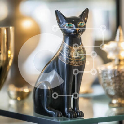 Intra Συλλεκτικό Ξύλινο Παζλ Plywood  4mm - Διακοσμητικό ειδώλιο μαύρης γάτας σε αιγυπτιακό στυλ Σε Ξύλινο Κουτί - Διαστάσεις: 10x10 cm – 25 κομμάτια - Image 1