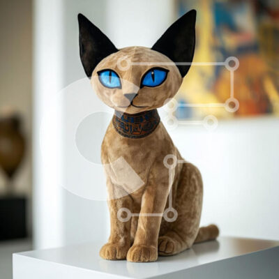 Intra Συλλεκτικό Ξύλινο Παζλ Plywood  4mm - Διακοσμητική βελούδινη γάτα Σιάμ Σε Ξύλινο Κουτί - Διαστάσεις: 10x10 cm – 25 κομμάτια - Image 1