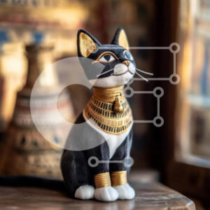 Intra Συλλεκτικό Ξύλινο Παζλ Plywood  4mm - Ειδώλιο γάτας αιγυπτιακού στυλ Σε Ξύλινο Κουτί - Διαστάσεις: 10x10 cm – 25 κομμάτια