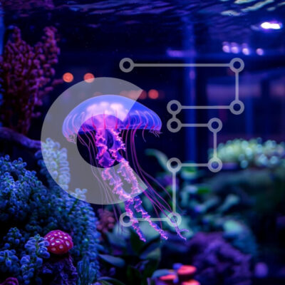 Intra Συλλεκτικό Ξύλινο Παζλ Plywood  4mm - Φωτεινή μέδουσα σε υδάτινο περιβάλλον Σε Ξύλινο Κουτί - Διαστάσεις: 10x10 cm – 25 κομμάτια - Image 1