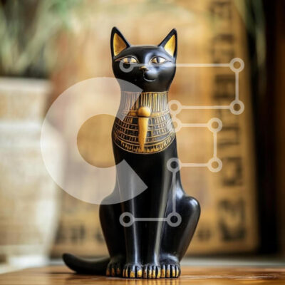 Intra Συλλεκτικό Ξύλινο Παζλ Plywood  4mm - Γλυπτό Μαύρης Γάτας με χρυσές πινελιές Σε Ξύλινο Κουτί - Διαστάσεις: 10x10 cm – 25 κομμάτια - Image 1