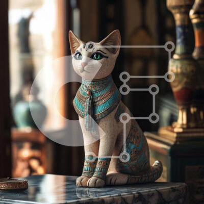 Intra Συλλεκτικό Ξύλινο Παζλ Plywood 4mm - Καλλιτεχνικό άγαλμα γάτας εμπνευσμένο από την Αρχαία Αίγυπτο Σε Ξύλινο Κουτί - Διαστάσεις Puzzle: 10x10 cm – 25 κομμάτια - Image 1