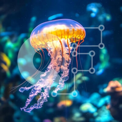 Intra Συλλεκτικό Ξύλινο Παζλ Plywood  4mm - Μέδουσες σε υποβρύχιο περιβάλλον Σε Ξύλινο Κουτί - Διαστάσεις: 10x10 cm – 25 κομμάτια - Image 1