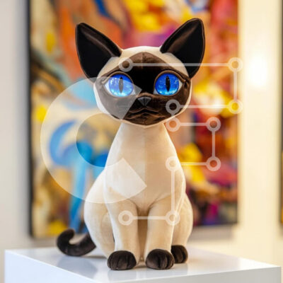 Intra Συλλεκτικό Ξύλινο Παζλ Plywood  4mm - Λούτρινο παιχνίδι σιαμαίων γατών με μπλε μάτια Σε Ξύλινο Κουτί - Διαστάσεις: 10x10 cm – 25 κομμάτια - Image 1