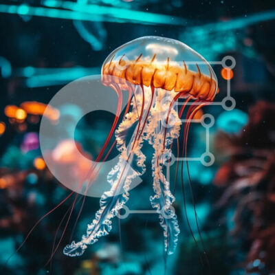 Intra Συλλεκτικό Ξύλινο Παζλ Plywood  4mm - Μέδουσες σε ένα ενυδρείο Σε Ξύλινο Κουτί - Διαστάσεις: 10x10 cm – 25 κομμάτια - Image 1