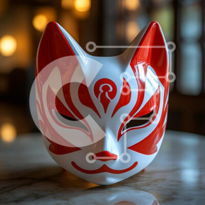 Intra Συλλεκτικό Ξύλινο Παζλ Plywood  4mm - Περίτεχνη μάσκα αλεπούς σε μαρμάρινο τραπέζι Σε Ξύλινο Κουτί - Διαστάσεις: 10x10 cm – 25 κομμάτια - Image 1