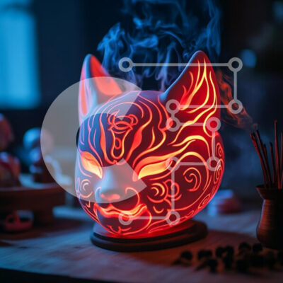 Intra Συλλεκτικό Ξύλινο Παζλ Plywood  4mm - Κεραμικό Φωτιστικό Fox με Καπνό Σε Ξύλινο Κουτί - Διαστάσεις Puzzle: 10x10 cm – 25 κομμάτια - Image 1