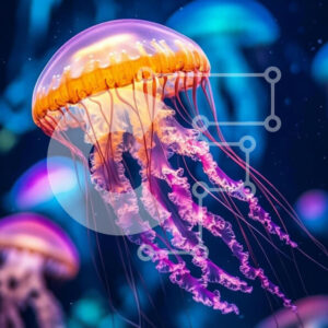 Intra Συλλεκτικό Ξύλινο Παζλ Plywood  4mm - Πολύχρωμη μέδουσα στη βαθιά θάλασσα Σε Ξύλινο Κουτί - Διαστάσεις: 10x10 cm – 25 κομμάτια