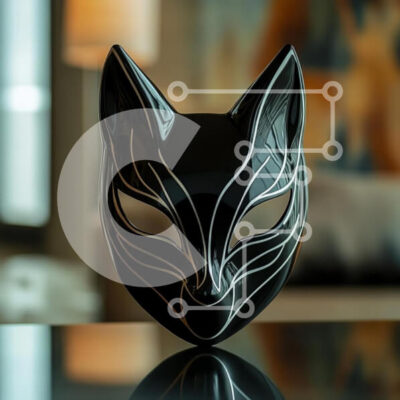 Intra Συλλεκτικό Ξύλινο Παζλ Plywood 4mm - Κομψή μάσκα μαύρης αλεπούς Σε Ξύλινο Κουτί - Διαστάσεις Puzzle: 10x10 cm – 25 κομμάτια - Image 1