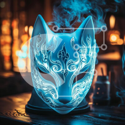 Intra Συλλεκτικό Ξύλινο Παζλ Plywood  4mm - Φωτιζόμενη μάσκα αλεπούς σε αινιγματικό περιβάλλον Σε Ξύλινο Κουτί - Διαστάσεις Puzzle: 10x10 cm – 25 κομμάτια - Image 1