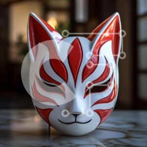 Intra Συλλεκτικό Ξύλινο Παζλ Plywood  4mm - Καλλιτεχνική μάσκα αλεπούς με κόκκινο και λευκό σχέδιο Σε Ξύλινο Κουτί - Διαστάσεις Puzzle: 10x10 cm – 25 κομμάτια