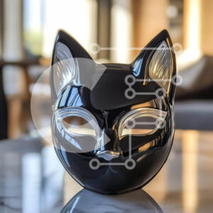 Intra Συλλεκτικό Ξύλινο Παζλ Plywood  4mm - Καλλιτεχνική μάσκα μαύρης γάτας Σε Ξύλινο Κουτί - Διαστάσεις: 10x10 cm – 25 κομμάτια