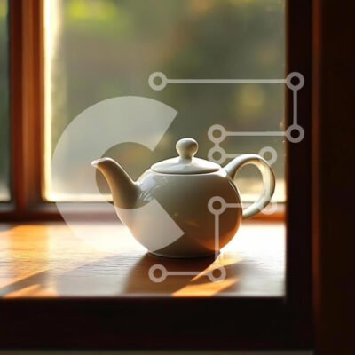 Intra Συλλεκτικό Ξύλινο Παζλ Plywood 4mm - Λευκή τσαγιέρα σε ξύλινο περβάζι Σε Ξύλινο Κουτί - Διαστάσεις: 10x10 cm – 25 κομμάτια - Image 1