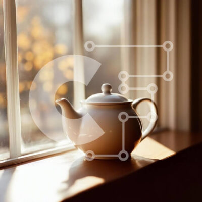 Intra Συλλεκτικό Ξύλινο Παζλ Plywood 4mm - Λευκή τσαγιέρα σε ένα περβάζι Σε Ξύλινο Κουτί - Διαστάσεις: 10x10 cm – 25 κομμάτια - Image 1