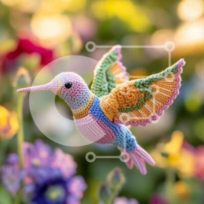 Intra Συλλεκτικό Ξύλινο Παζλ Plywood 4mm - Κολίμπρι με βελονάκι που πετά πάνω από λουλούδια Σε Ξύλινο Κουτί - Διαστάσεις Puzzle: 10x10 cm – 25 κομμάτια - Image 1