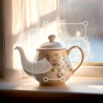 Intra Συλλεκτικό Ξύλινο Παζλ Plywood  4mm - Λεπτή πορσελάνινη τσαγιέρα σε ένα περβάζι Σε Ξύλινο Κουτί - Διαστάσεις: 10x10 cm – 25 κομμάτια - Image 1