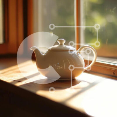 Intra Συλλεκτικό Ξύλινο Παζλ Plywood  4mm - Λευκή τσαγιέρα σε ξύλινο περβάζι Σε Ξύλινο Κουτί - Διαστάσεις Puzzle: 10x10 cm – 25 κομμάτια - Image 1