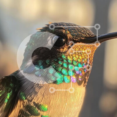 Intra Συλλεκτικό Ξύλινο Παζλ Plywood  4mm - Κοντινό πλάνο ενός δονούμενου κολιμπρί Σε Ξύλινο Κουτί - Διαστάσεις: 10x10 cm – 25 κομμάτια - Image 1