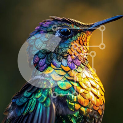 Intra Συλλεκτικό Ξύλινο Παζλ Plywood  4mm - Κοντινό πλάνο ενός δονούμενου κολιμπρί Σε Ξύλινο Κουτί - Διαστάσεις: 10x10 cm – 25 κομμάτια - Image 1