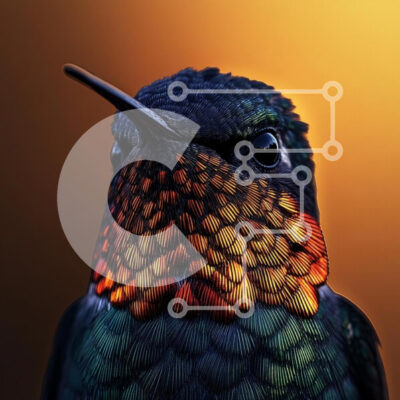 Intra Συλλεκτικό Ξύλινο Παζλ Plywood  4mm - Κοντινό πλάνο ενός δονούμενου κολιμπρί Σε Ξύλινο Κουτί - Διαστάσεις: 10x10 cm – 25 κομμάτια - Image 1