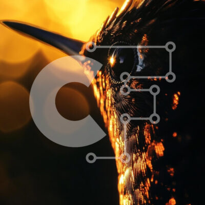 Intra Συλλεκτικό Ξύλινο Παζλ Plywood  4mm - Κοντινό πλάνο ενός πουλιού με χρυσό φόντο Σε Ξύλινο Κουτί - Διαστάσεις: 10x10 cm – 25 κομμάτια - Image 1