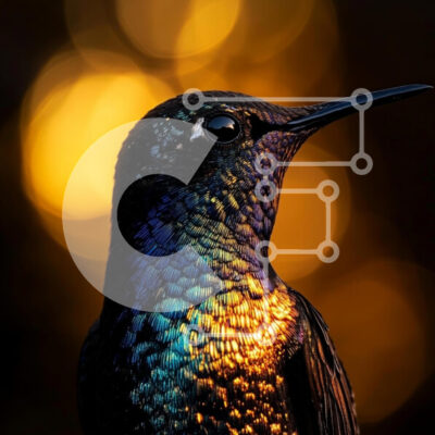 Intra Συλλεκτικό Ξύλινο Παζλ Plywood  4mm - Κοντινό πλάνο ενός ιριδίζοντος κολιμπρί Σε Ξύλινο Κουτί - Διαστάσεις: 10x10 cm – 25 κομμάτια - Image 1