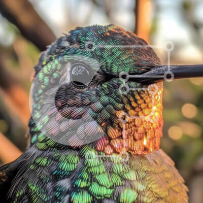 Intra Συλλεκτικό Ξύλινο Παζλ Plywood  4mm - Κοντινό πλάνο ενός ιριδίζοντος κολιμπρί Σε Ξύλινο Κουτί - Διαστάσεις: 10x10 cm – 25 κομμάτια - Image 1