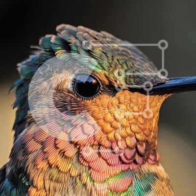 Intra Συλλεκτικό Ξύλινο Παζλ Plywood  4mm - Κοντινό πλάνο ενός πολύχρωμου κολιμπρί Σε Ξύλινο Κουτί - Διαστάσεις: 10x10 cm – 25 κομμάτια - Image 1