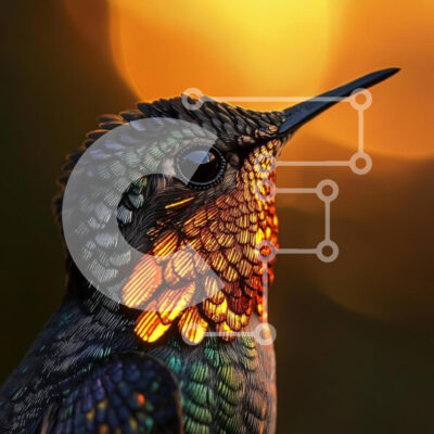 Intra Συλλεκτικό Ξύλινο Παζλ Plywood  4mm - Κοντινό πλάνο ενός δονούμενου κολιμπρί Σε Ξύλινο Κουτί - Διαστάσεις: 10x10 cm – 25 κομμάτια - Image 1