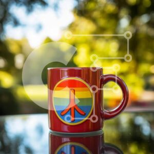 Intra Συλλεκτικό Ξύλινο Παζλ Plywood  4mm - Πολύχρωμη κούπα συμβόλων ειρήνης σε ανακλαστική επιφάνεια Σε Ξύλινο Κουτί - Διαστάσεις: 10x10 cm – 25 κομμάτια