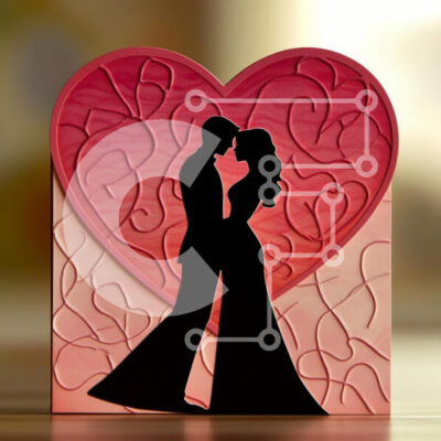 Intra Συλλεκτικό Ξύλινο Παζλ Plywood  4mm - Ρομαντική σιλουέτα καρδιάς Σε Ξύλινο Κουτί - Διαστάσεις Puzzle: 10x10 cm – 25 κομμάτια - Image 1