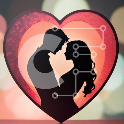 Intra Συλλεκτικό Ξύλινο Παζλ Plywood  4mm - Ρομαντική σιλουέτα ζευγαριού σε σχήμα καρδιάς Σε Ξύλινο Κουτί - Διαστάσεις Puzzle: 10x10 cm – 25 κομμάτια - Image 1