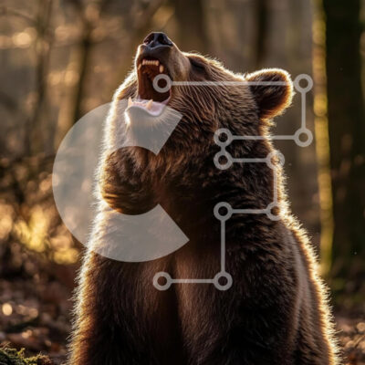 Intra Συλλεκτικό Ξύλινο Παζλ Plywood  4mm - Καφέ αρκούδα που βρυχάται στη φύση Σε Ξύλινο Κουτί - Διαστάσεις: 10x10 cm – 25 κομμάτια - Image 1