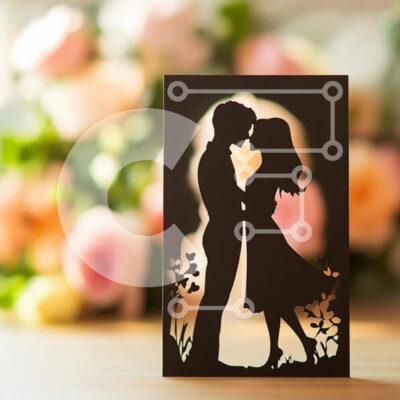 Intra Συλλεκτικό Ξύλινο Παζλ Plywood  4mm - Σιλουέτα ενός ερωτευμένου ζευγαριού Σε Ξύλινο Κουτί - Διαστάσεις Puzzle: 10x10 cm – 25 κομμάτια - Image 1
