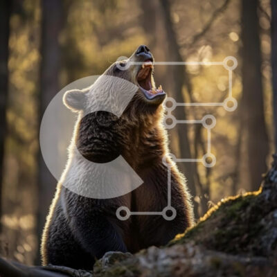 Intra Συλλεκτικό Ξύλινο Παζλ Plywood  4mm - Βρυχηθμένη αρκούδα στο δάσος Σε Ξύλινο Κουτί - Διαστάσεις: 10x10 cm – 25 κομμάτια - Image 1