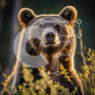 Intra Συλλεκτικό Ξύλινο Παζλ Plywood  4mm - Κοντινό πλάνο μιας αρκούδας στο φυσικό βιότοπο Σε Ξύλινο Κουτί - Διαστάσεις: 10x10 cm – 25 κομμάτια - Image 1