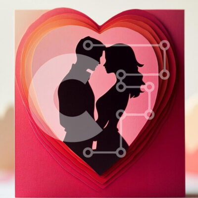 Intra Συλλεκτικό Ξύλινο Παζλ Plywood  4mm - Σιλουέτα ενός ζευγαριού σε σχέδιο καρδιάς σε στρώσεις Σε Ξύλινο Κουτί - Διαστάσεις Puzzle: 10x10 cm – 25 κομμάτια - Image 1