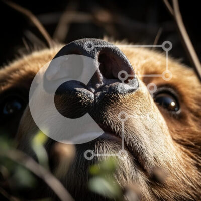 Intra Συλλεκτικό Ξύλινο Παζλ Plywood  4mm - Κοντινό πλάνο της μύτης και του προσώπου μιας αρκούδας Σε Ξύλινο Κουτί - Διαστάσεις: 10x10 cm – 25 κομμάτια - Image 1