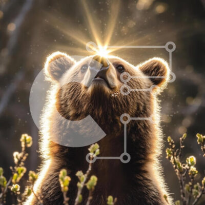 Intra Συλλεκτικό Ξύλινο Παζλ Plywood  4mm - Αρκούδα κάτω από το φως του ήλιου Σε Ξύλινο Κουτί - Διαστάσεις: 10x10 cm – 25 κομμάτια - Image 1