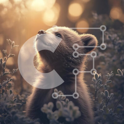 Intra Συλλεκτικό Ξύλινο Παζλ Plywood  4mm - Νεαρό αρκουδάκι σε γαλήνιο φυσικό περιβάλλον Σε Ξύλινο Κουτί - Διαστάσεις: 10x10 cm – 25 κομμάτια - Image 1