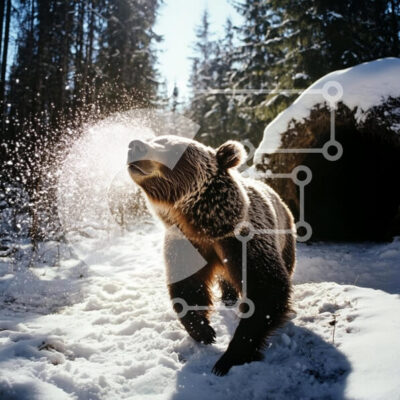 Intra Συλλεκτικό Ξύλινο Παζλ Plywood  4mm - Αρκούδα στο Snowy Forest Σε Ξύλινο Κουτί - Διαστάσεις: 10x10 cm – 25 κομμάτια - Image 1