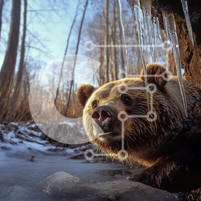 Intra Συλλεκτικό Ξύλινο Παζλ Plywood  4mm - Αρκούδα σε ένα χειμερινό τοπίο Σε Ξύλινο Κουτί - Διαστάσεις: 10x10 cm – 25 κομμάτια - Image 1