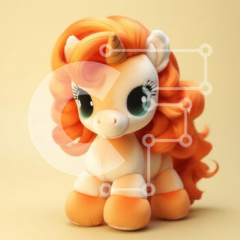 Intra Συλλεκτικό Ξύλινο Παζλ Plywood  4mm - Γοητευτικό Πορτοκαλί Λούτρινο Παιχνίδι Μονόκερος Σε Ξύλινο Κουτί - Διαστάσεις Puzzle: 10x10 cm – 25 κομμάτια - Image 1