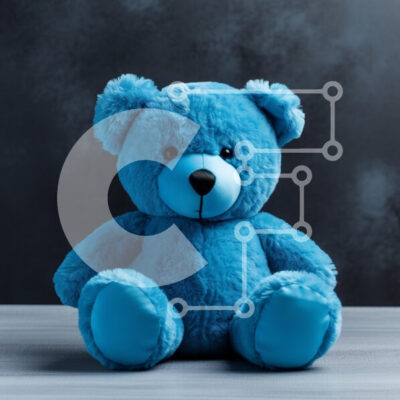 Intra Συλλεκτικό Ξύλινο Παζλ Plywood  4mm - Μπλε αρκουδάκι σε ξύλινη επιφάνεια Σε Ξύλινο Κουτί - Διαστάσεις: 10x10 cm – 25 κομμάτια - Image 1