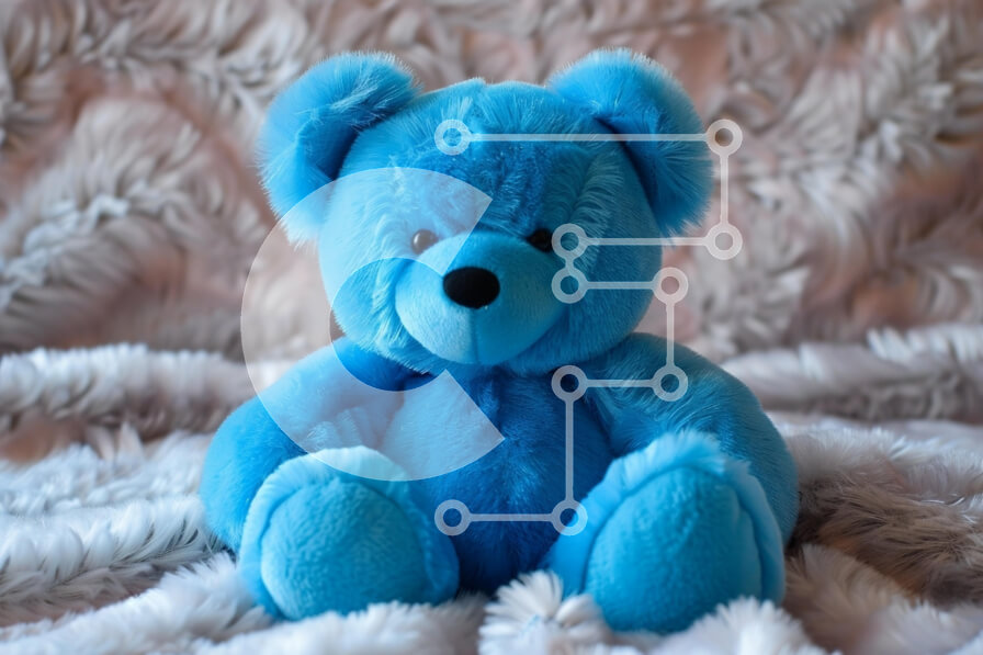 Intra Συλλεκτικό Ξύλινο Παζλ Plywood  4mm - Φωτεινό μπλε αρκουδάκι σε αφράτη κουβέρτα Σε Ξύλινο Κουτί - Διαστάσεις: 10x10 cm – 25 κομμάτια